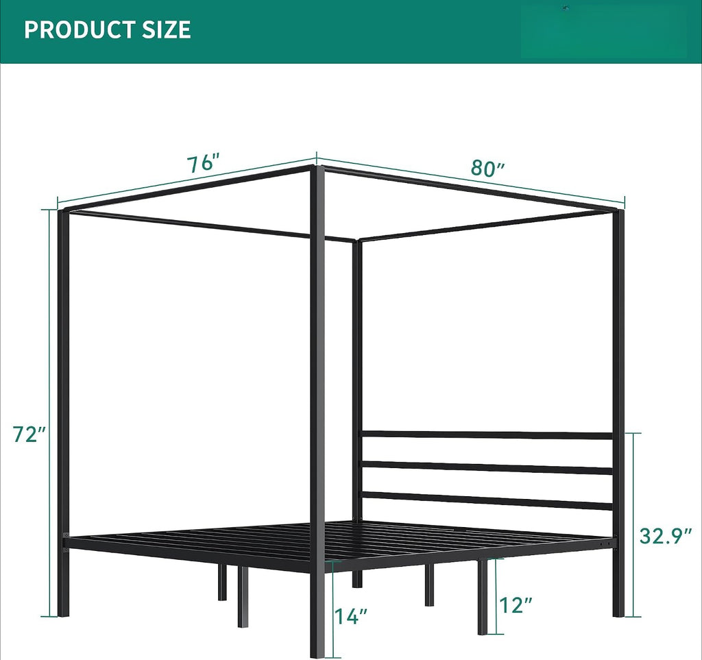 Metal Four Poster Canopy Bed Frame King Size