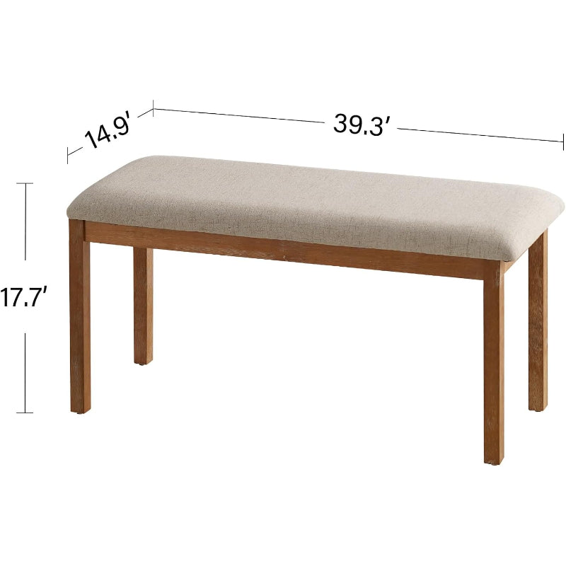 Farmhouse Wooden Upholstered Dining Bench