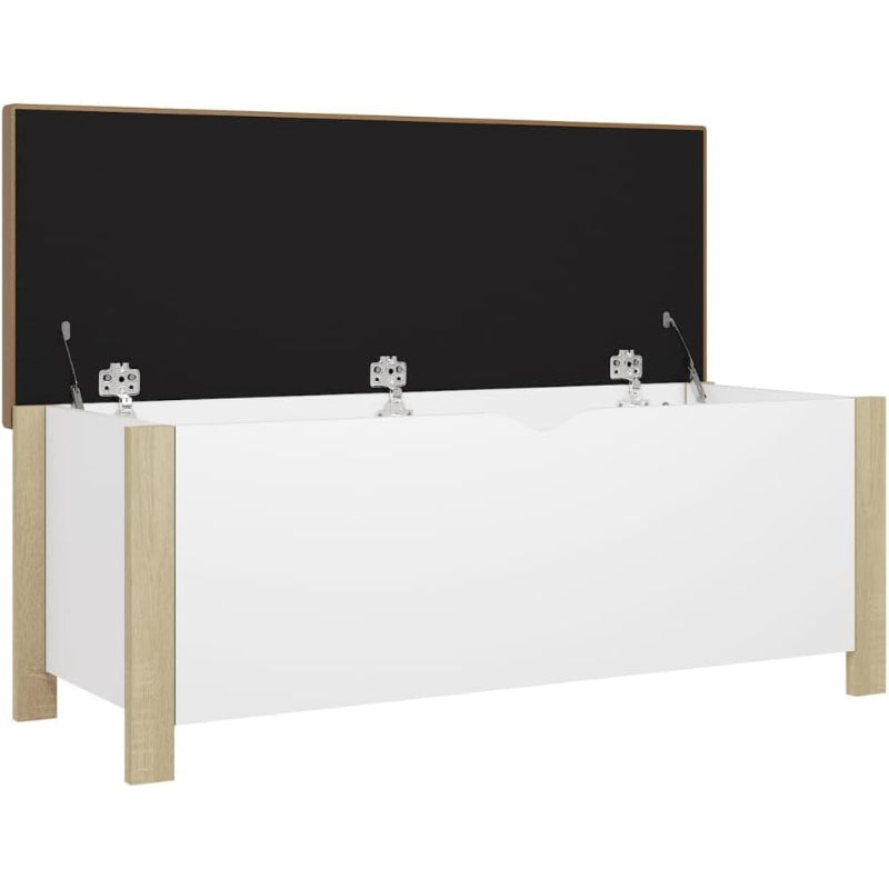 41.3" White Sonoma Oak Storage Ottoman Bench