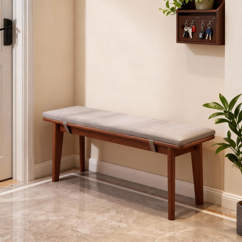Solid Oak Grey Straps Dining & End‑of‑Bed Bench