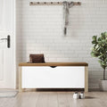 41.3" White Sonoma Oak Storage Ottoman Bench