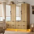 4‑Door Wardrobe with Pegboard & 2 Mirrors