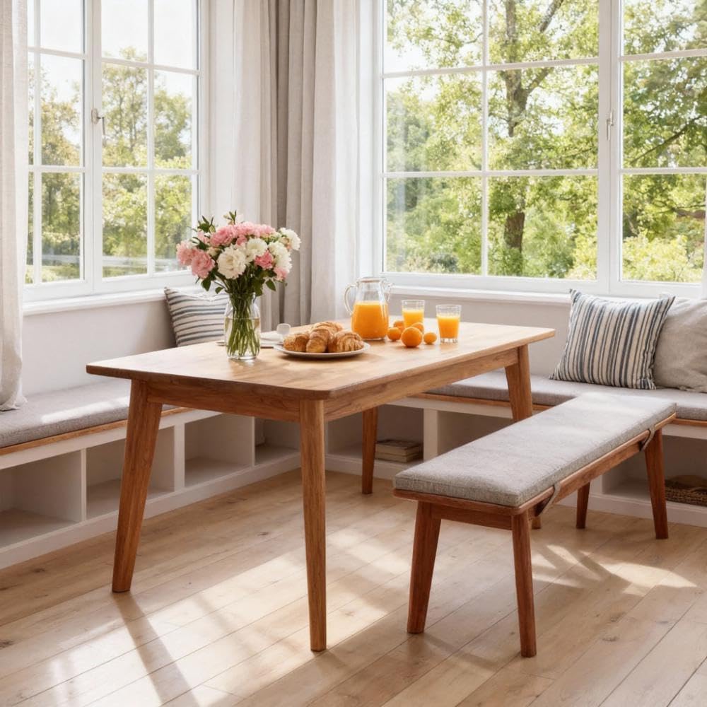Solid Oak Grey Straps Dining & End‑of‑Bed Bench