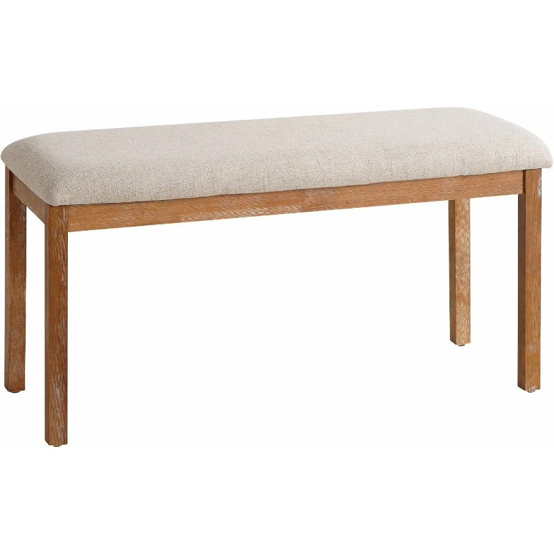 Farmhouse Wooden Upholstered Dining Bench
