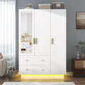 3‑Door Wardrobe with Mirror & LED Lights