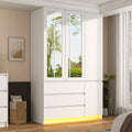 75" White Wardrobe with 2 Mirrors & LED Lights