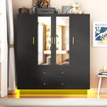 4‑Door Wardrobe with Mirror & LED Lights