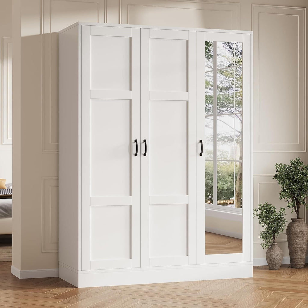 3‑Door Wardrobe with Full‑Length Acrylic Mirror