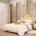 Queen White Metal Canopy Bed Frame