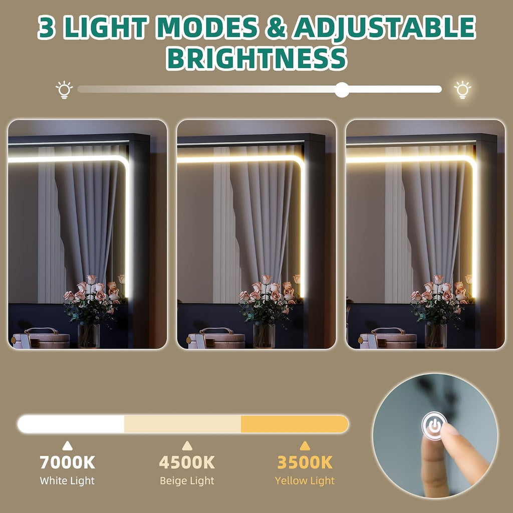 48" Vanity Desk with Light and Mirror