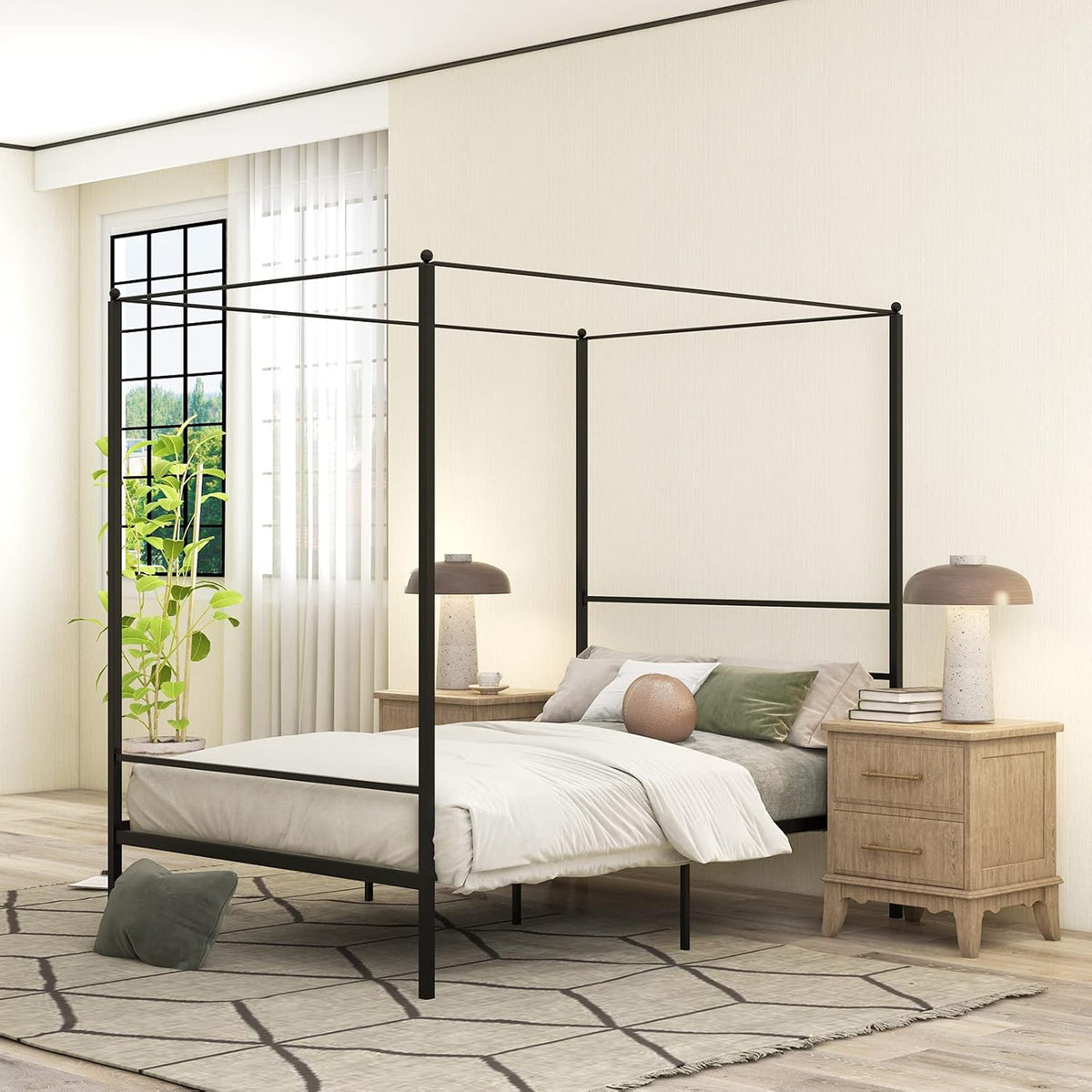 Full Metal Canopy Bed with Headboard