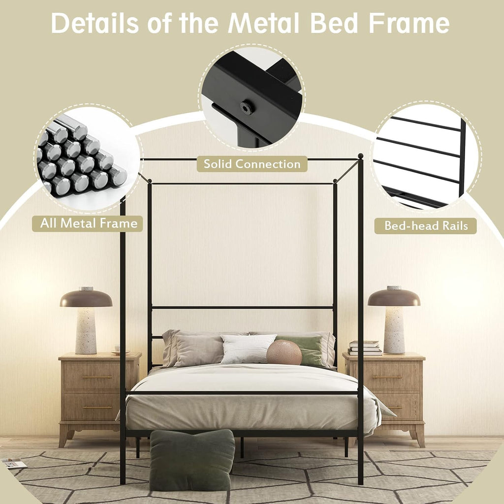 Full Metal Canopy Bed with Headboard