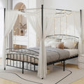 Queen Metal Canopy Bed with Headboard & Footboard