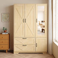 4‑Door LED Wardrobe with Mirror & 2 Drawers