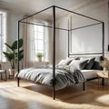 Queen Black 14" Metal Canopy Bed Frame