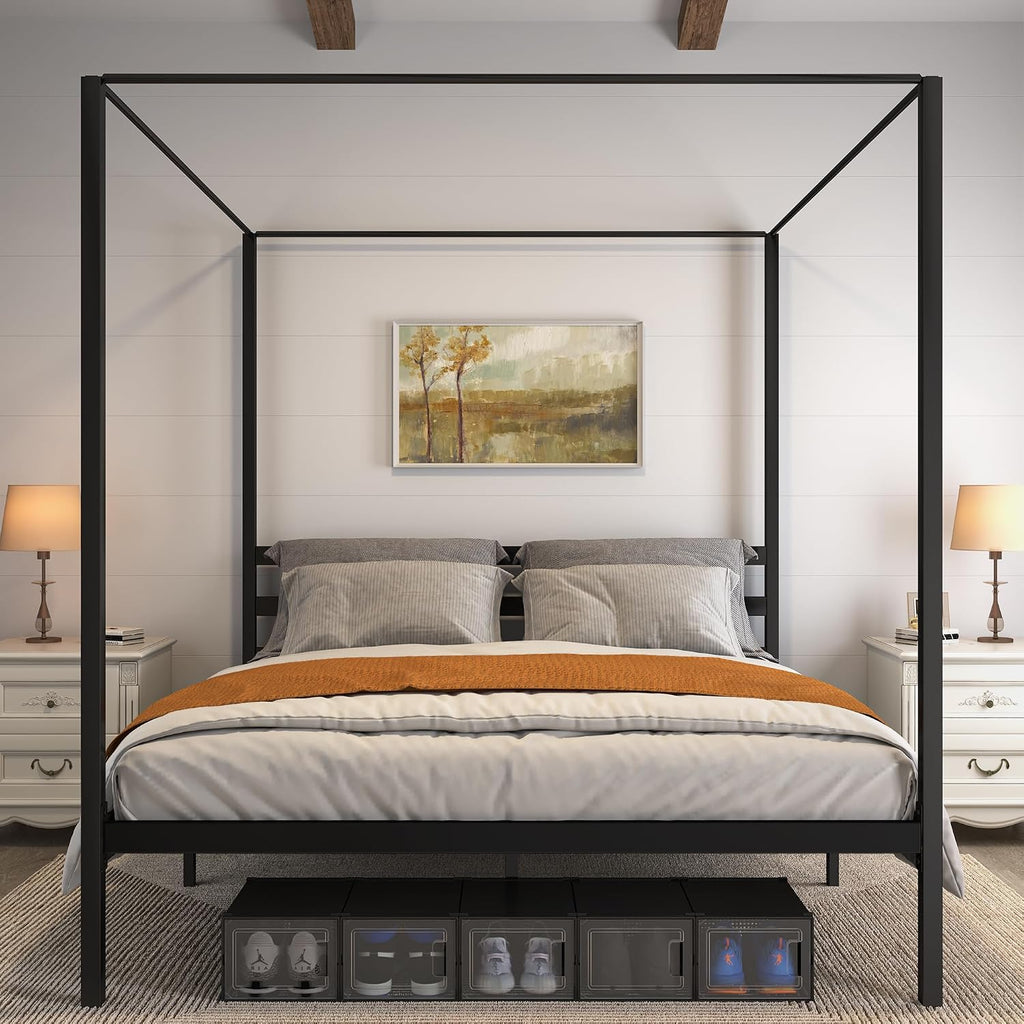 Metal Four Poster Canopy Bed Frame King Size