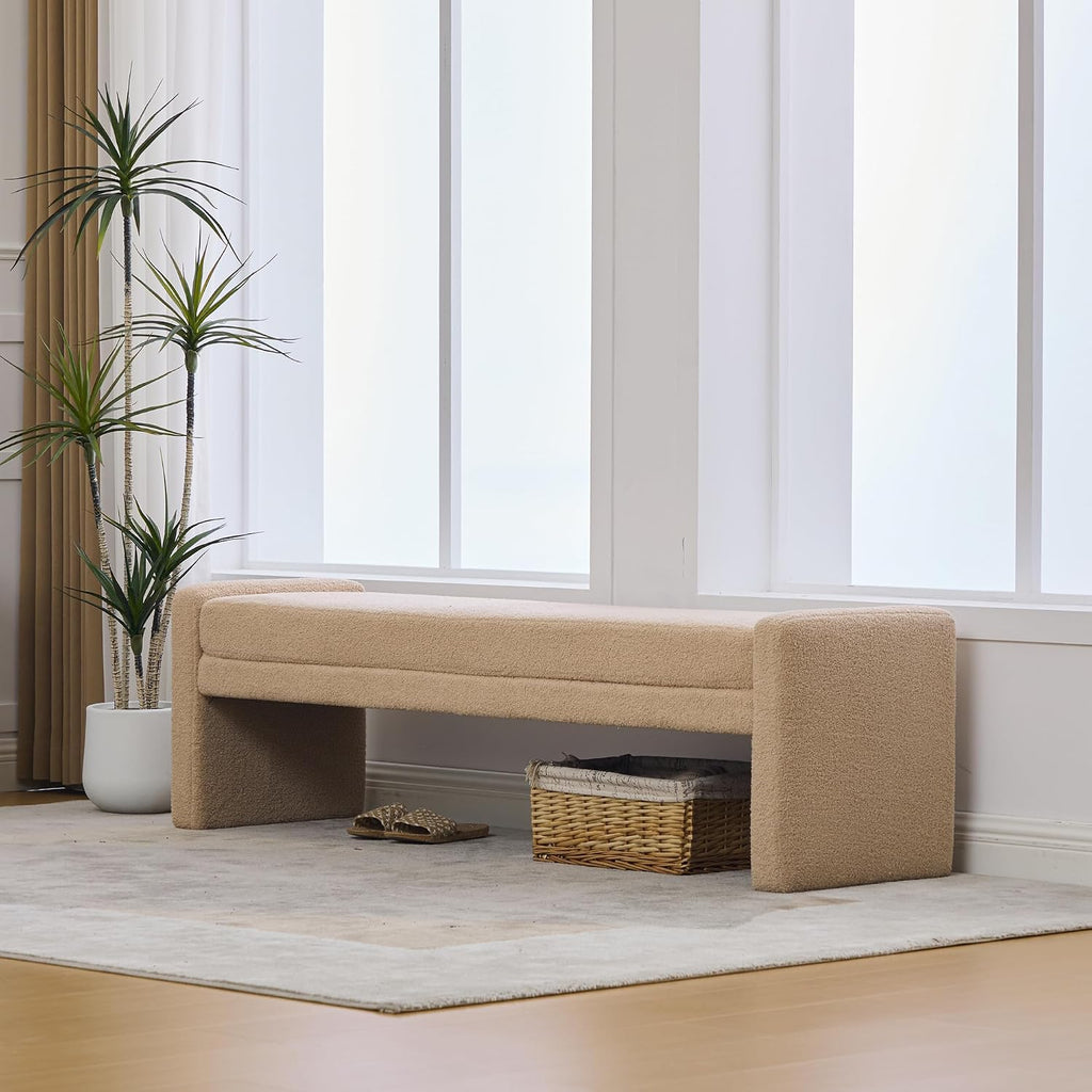 66.9" Wheat Modern Upholstered Entryway Bench