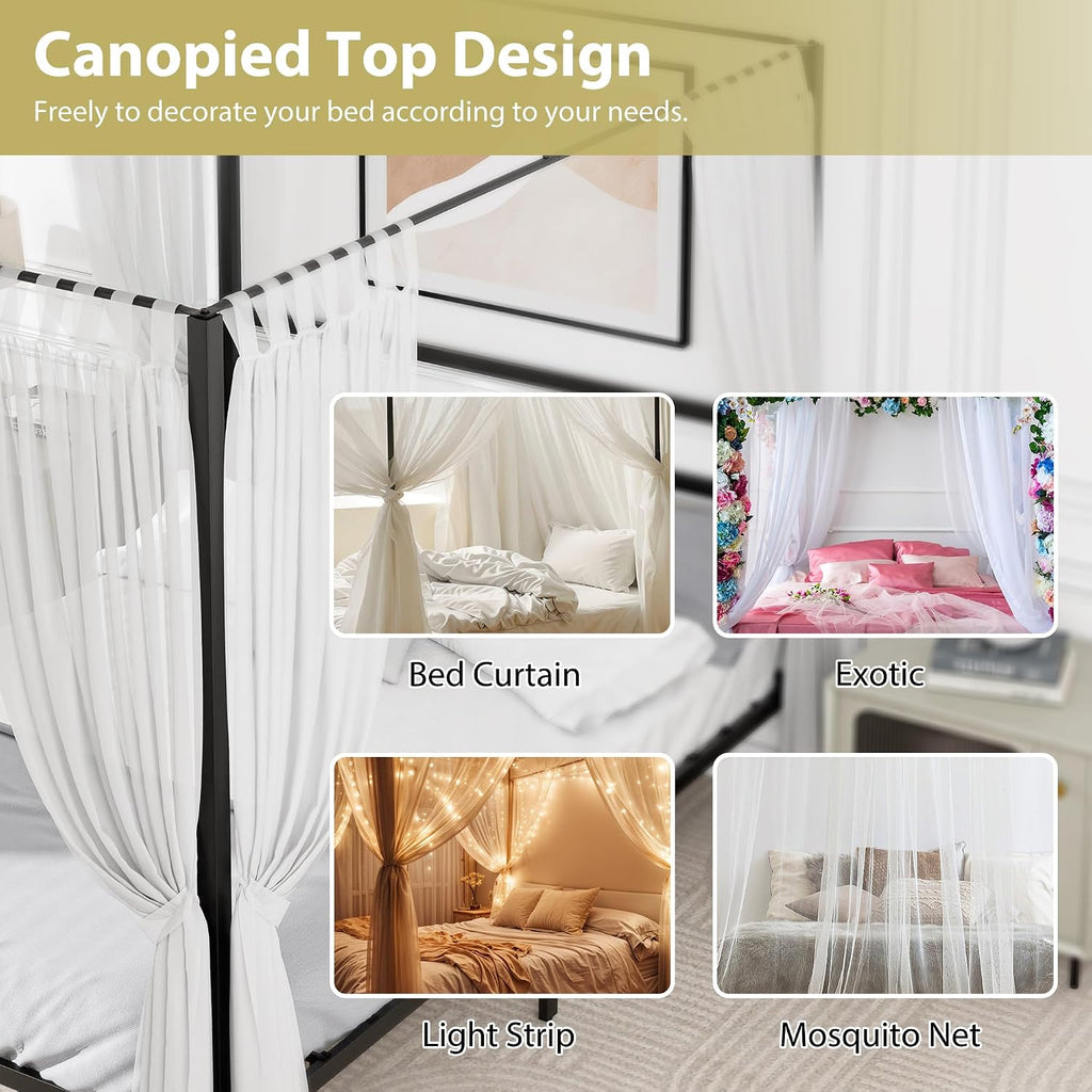 Queen Black 14" Metal Canopy Bed Frame