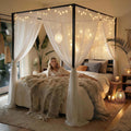Metal Four Poster Canopy Bed Frame King Size