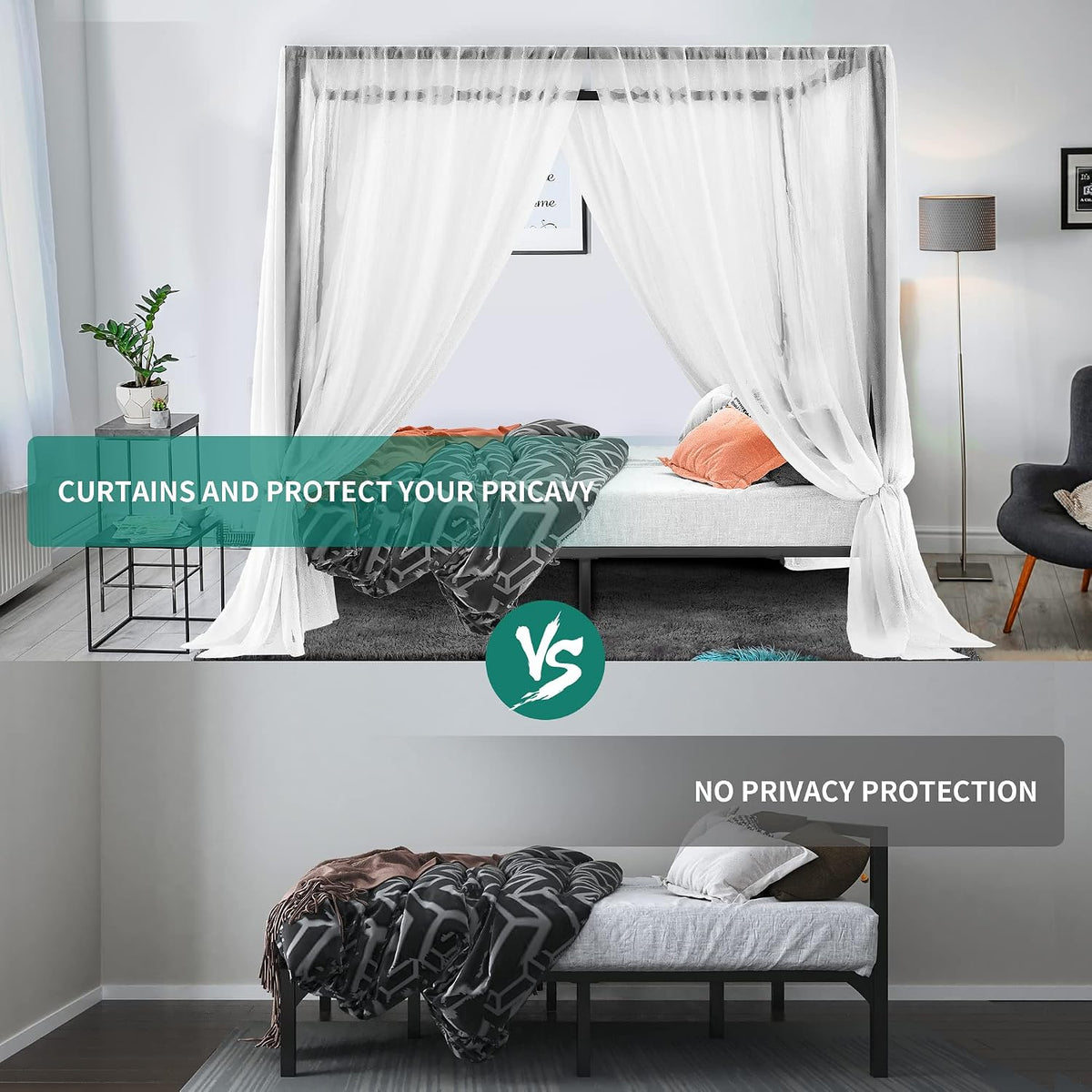 Metal Four Poster Canopy Bed Frame King Size