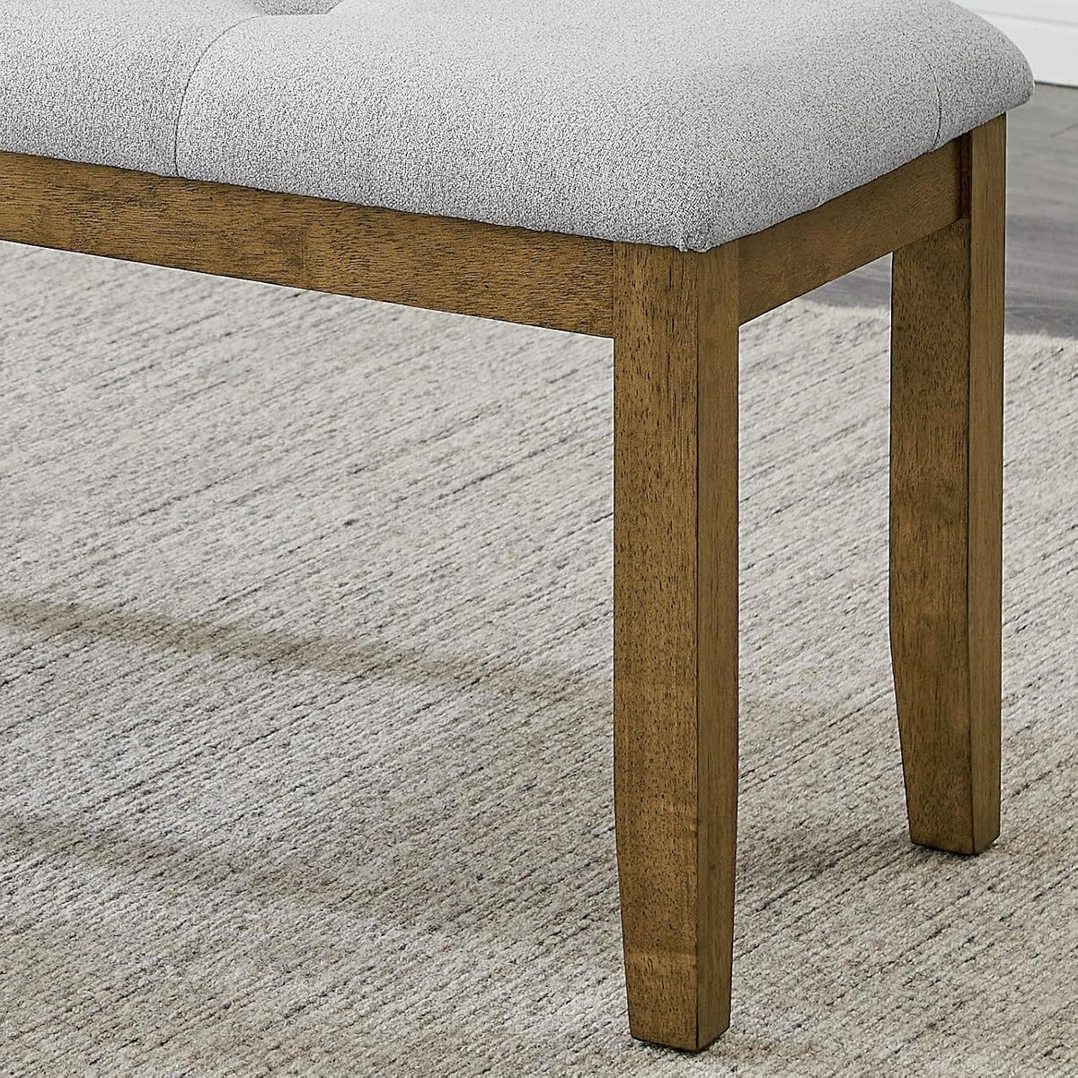 48" Brown Oak Tufted Upholstered Dining Bench