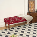 47.25" Red Floral Velvet French Victorian Bench