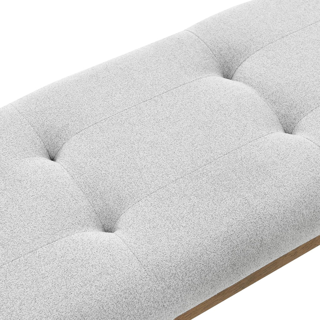 48" Brown Oak Tufted Upholstered Dining Bench
