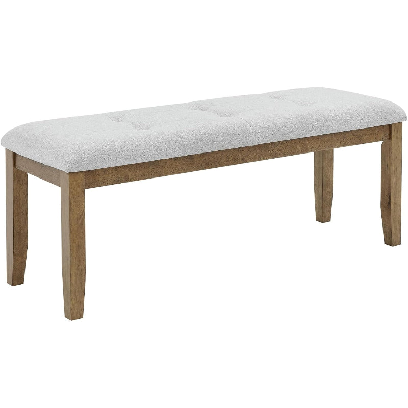 48" Brown Oak Tufted Upholstered Dining Bench