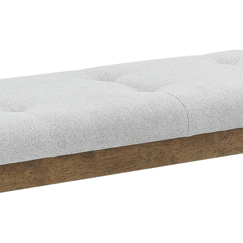 48" Brown Oak Tufted Upholstered Dining Bench