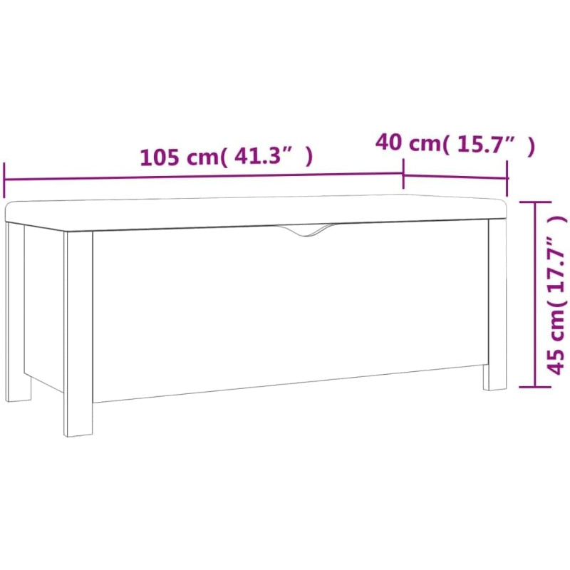 41.3" White Sonoma Oak Storage Ottoman Bench