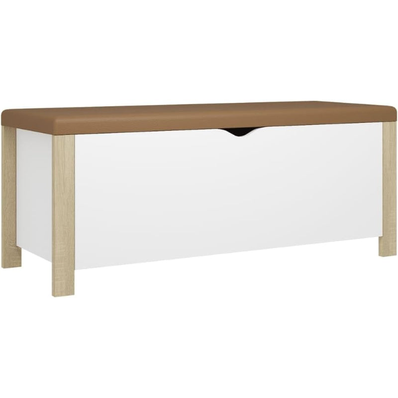 41.3" White Sonoma Oak Storage Ottoman Bench